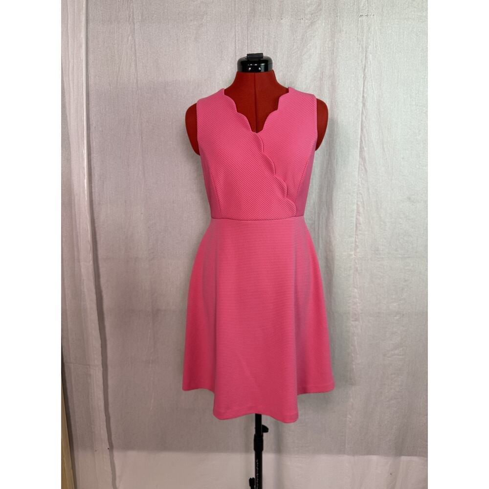 ELLE Size 4 Womens Pink Sleeveless Surplice Scallop Neck Short Dress D338